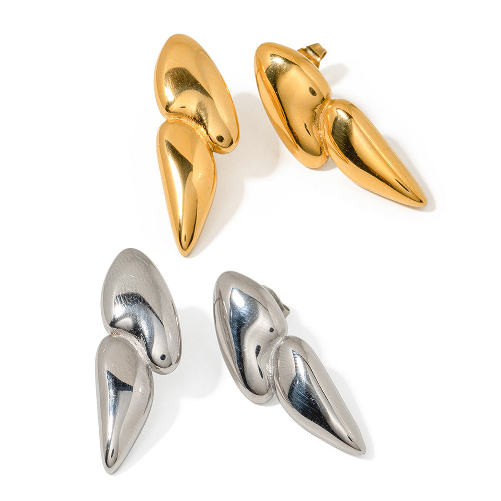 5pcs Stylish 18K Gold Stainless Steel Earrings Turnip Dined Earrings Buckle Earrings Studs