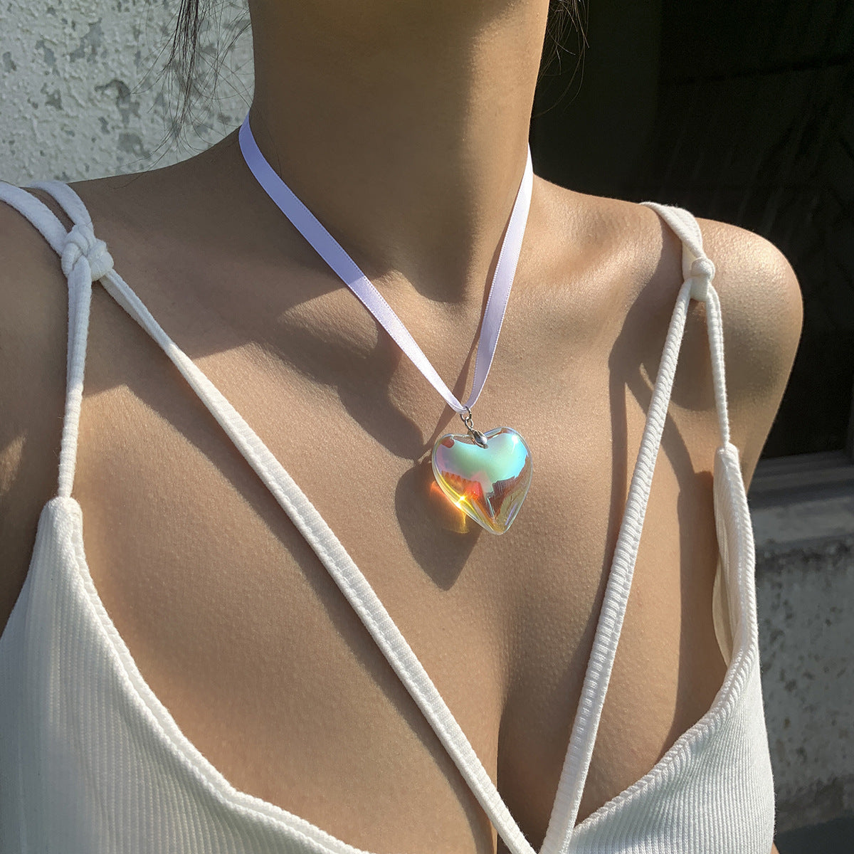 5 pcs Pull Adjustable Wax Thread Choker Collar Simple Personality Big Love Pendant Necklace