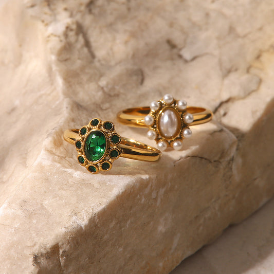 5pcs Light Luxury Emerald Senior Diamond Niche Original Design Sense Simple Cold Index Finger Ring Jewelry