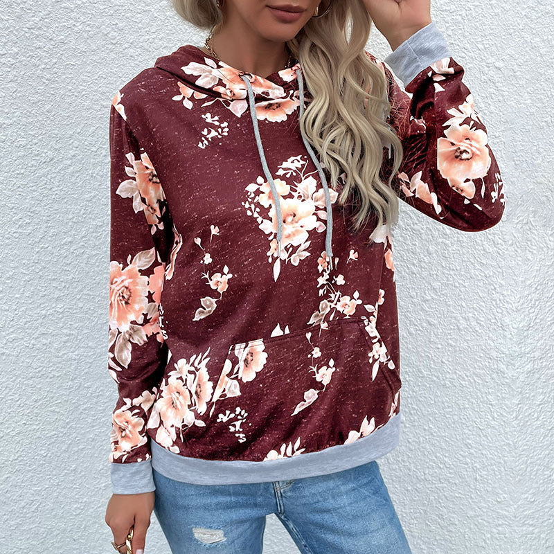 New Autumn New   Women's Pullover Print Pocket Hoodie
