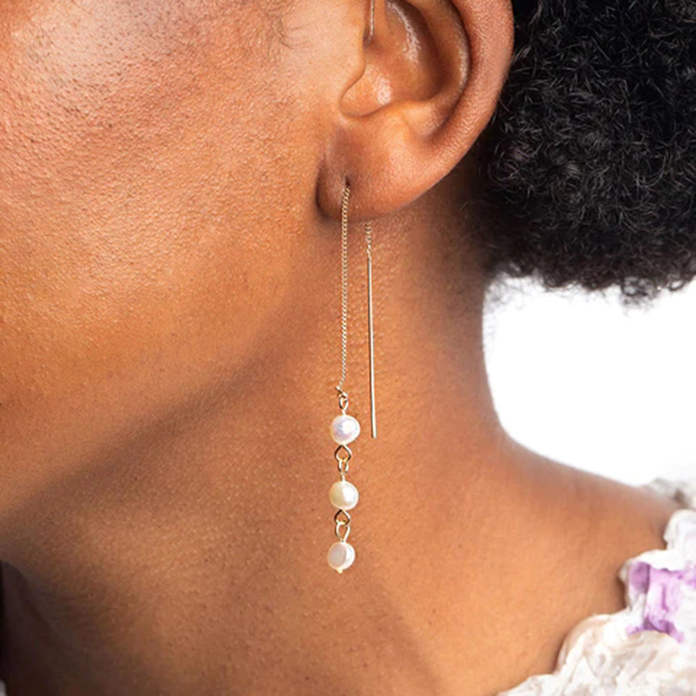 5pcs The New Fashion Design Sense Fringe Long Earrings Women Fashion Everything Pearl High-Grade Temperament Earrings