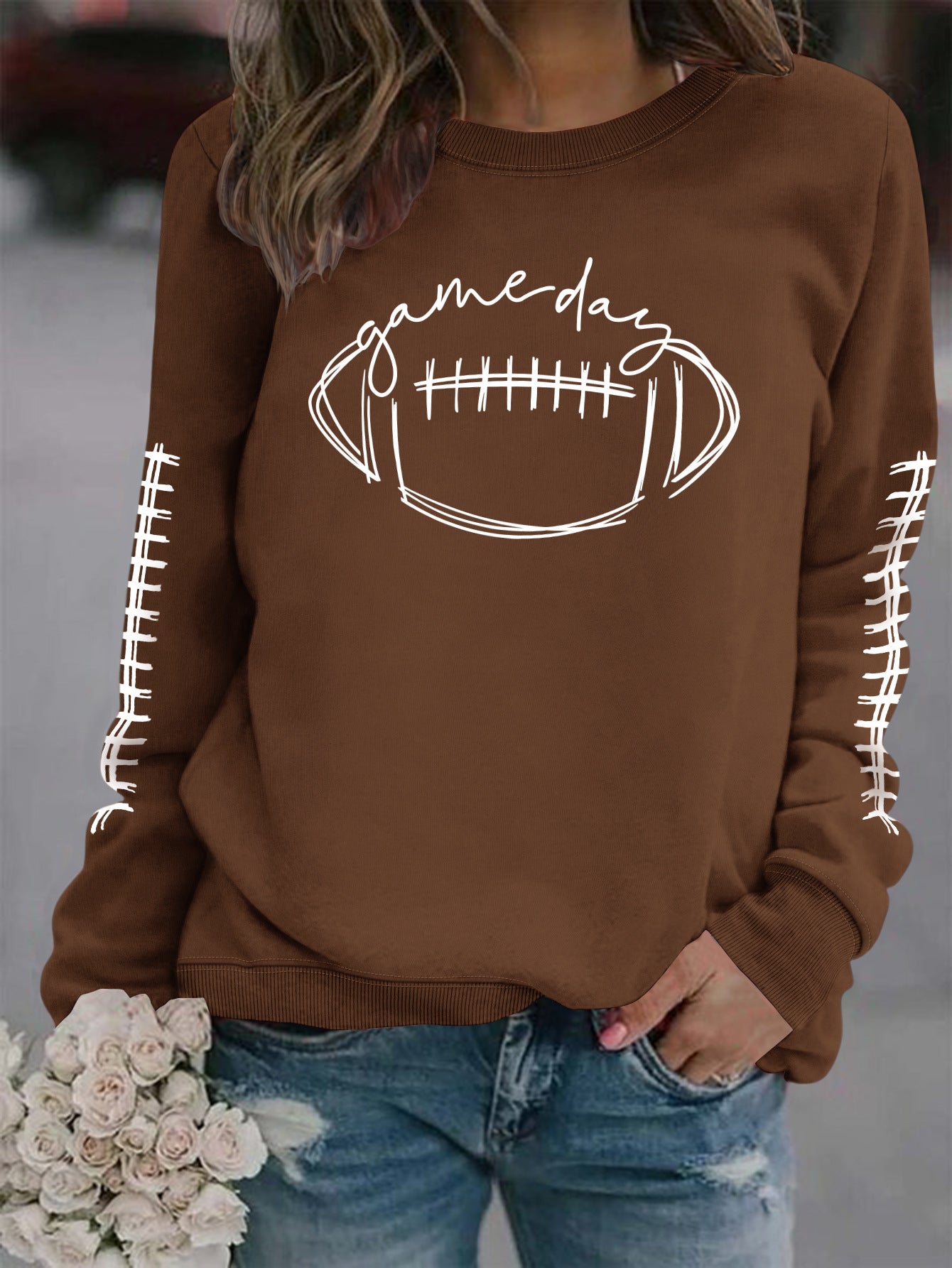 New Fall Game Day Print Fashion Hoodie Trend Long Sleeve