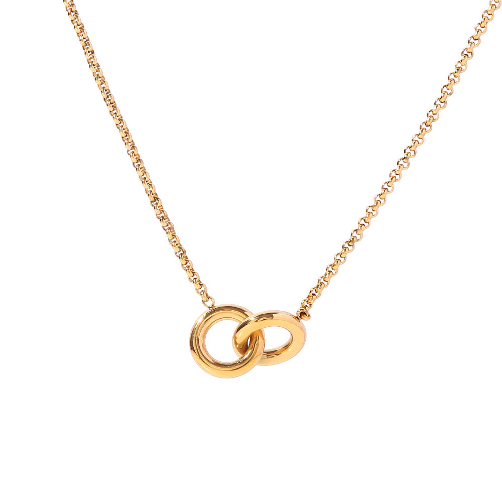 5pcs Interlocking Pendant Necklace Girlfriend Niche Design All-Match Titanium Steel Gold-Plated Tide Clavicle Chain
