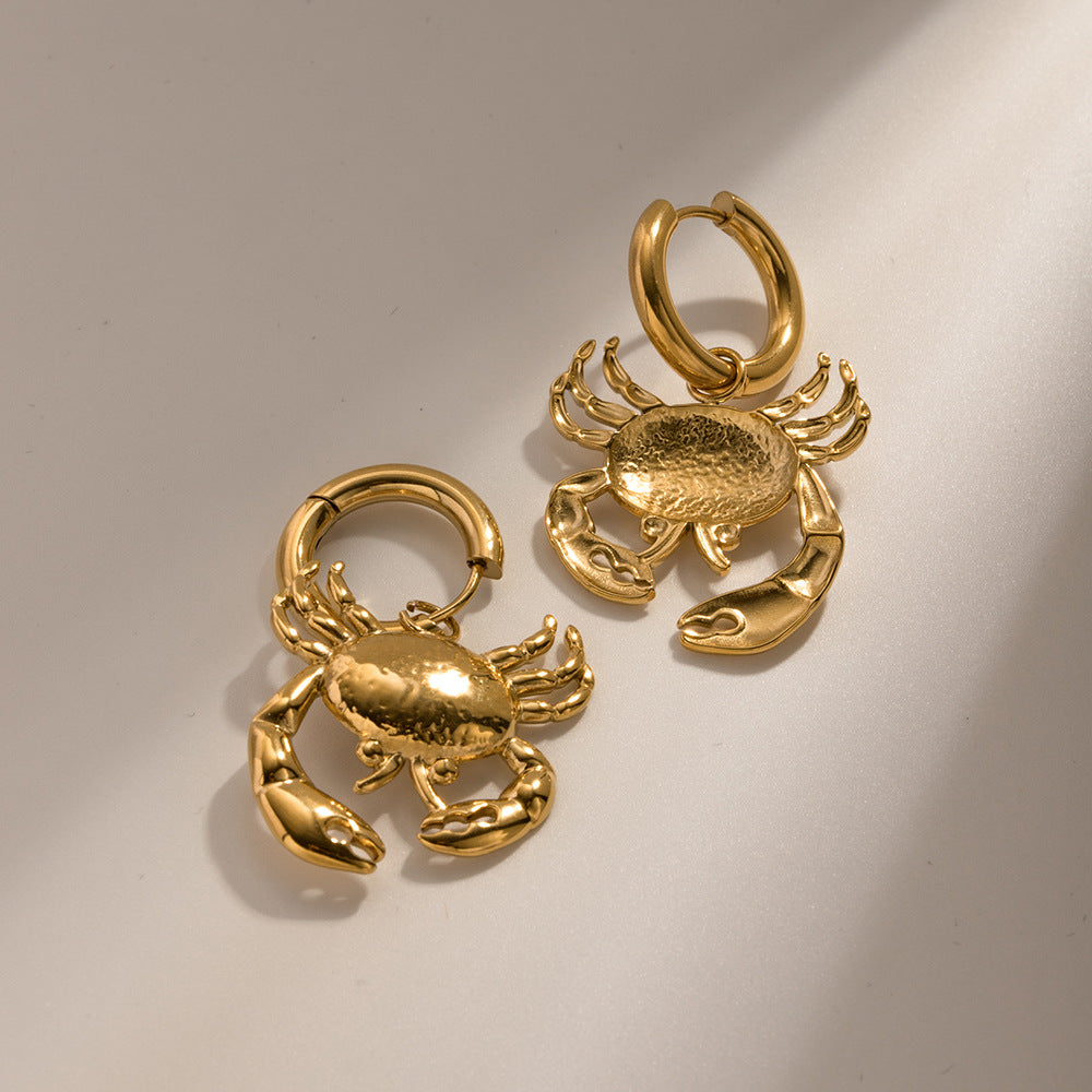 5pcs Titanium Steel 18K Gold Stainless Steel Crab Pendant Earrings Stud New Stylish Earrings Of The Year