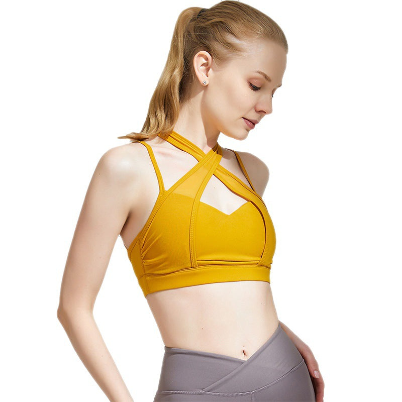 Summer Women's New Vest Cross Shoulder Strap Medium Strength Us Back Shock-Proof High Elastic Fitness Clothing