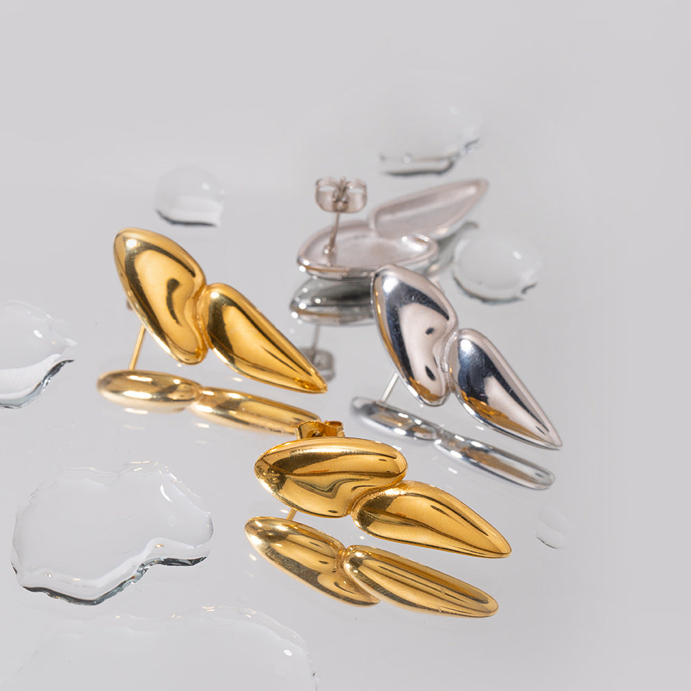 5pcs Stylish 18K Gold Stainless Steel Earrings Turnip Dined Earrings Buckle Earrings Studs