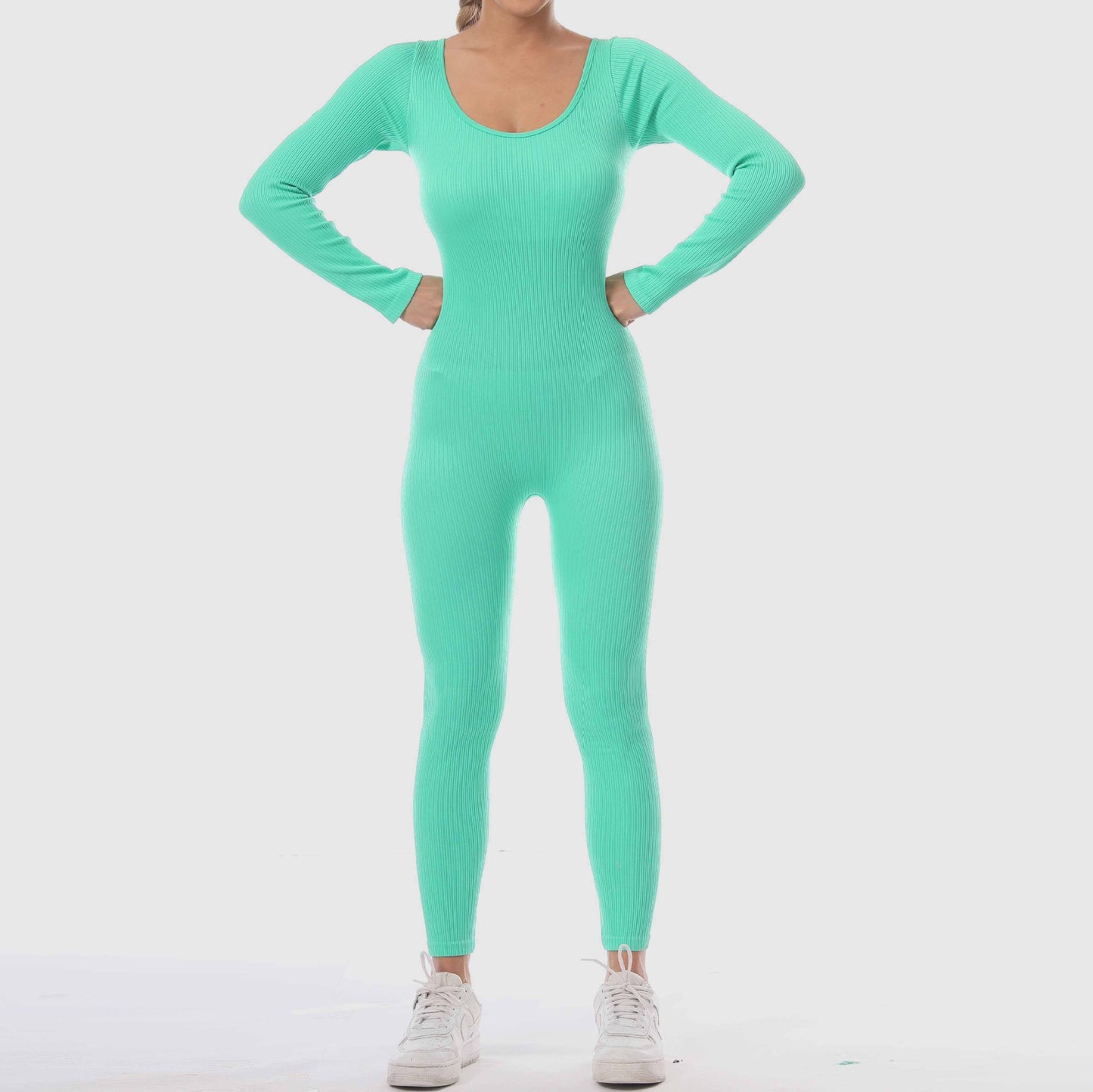 New One-Piece Long Sleeve Quick Dry Sports Seamless Yoga Jumpsuit Body-Tight Bodybuilding One-Piece Yoga Suit Women