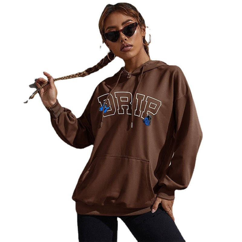 New Autumn And Winter Leisure Sports Hoodie Southeast Asia Women's Butterfly Print Hoodie