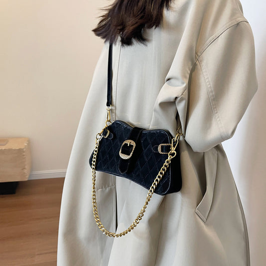 Fashion Fashion Small Handbag Female New Niche All Matching Diamond Lattice Small Square Bag Simple Underarm Bag