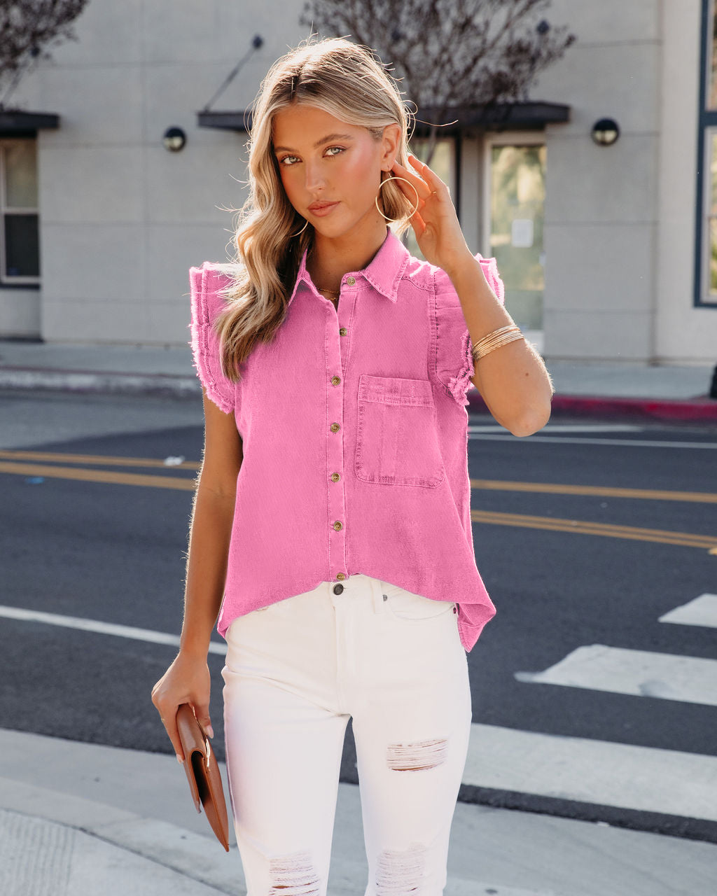 New Wind Long Rough Edge Hole Denim Coat Female Autumn And Winter Long Sleeve Casual Lapel Top