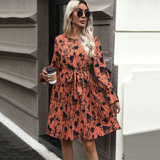Autumn New Fashion Women's Dress Long-Sleeved Printed Dress Women