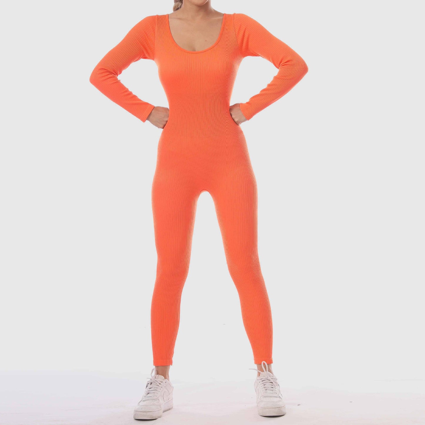 New One-Piece Long Sleeve Quick Dry Sports Seamless Yoga Jumpsuit Body-Tight Bodybuilding One-Piece Yoga Suit Women