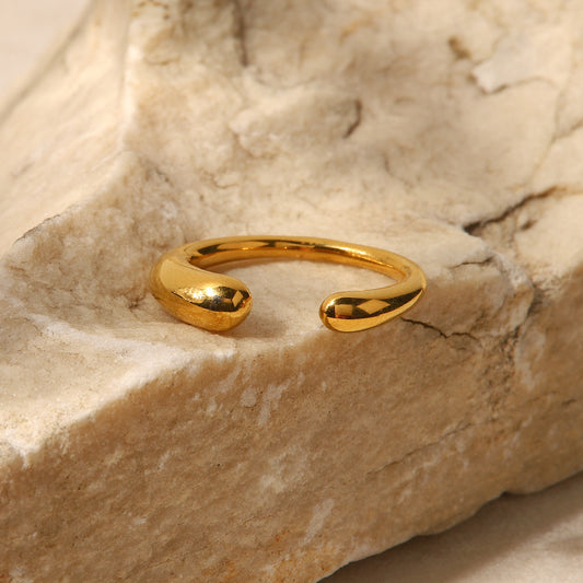 5pcs Simple Feminine Temperament All-Match New Titanium Steel Ring 18K Gold Stainless Steel Geometric Opening Ring