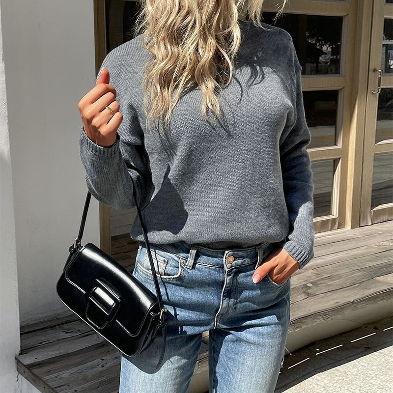 New Fashion Women's Autumn Clothing Solid Color Casual Long-Sleeved Autumn Sweater