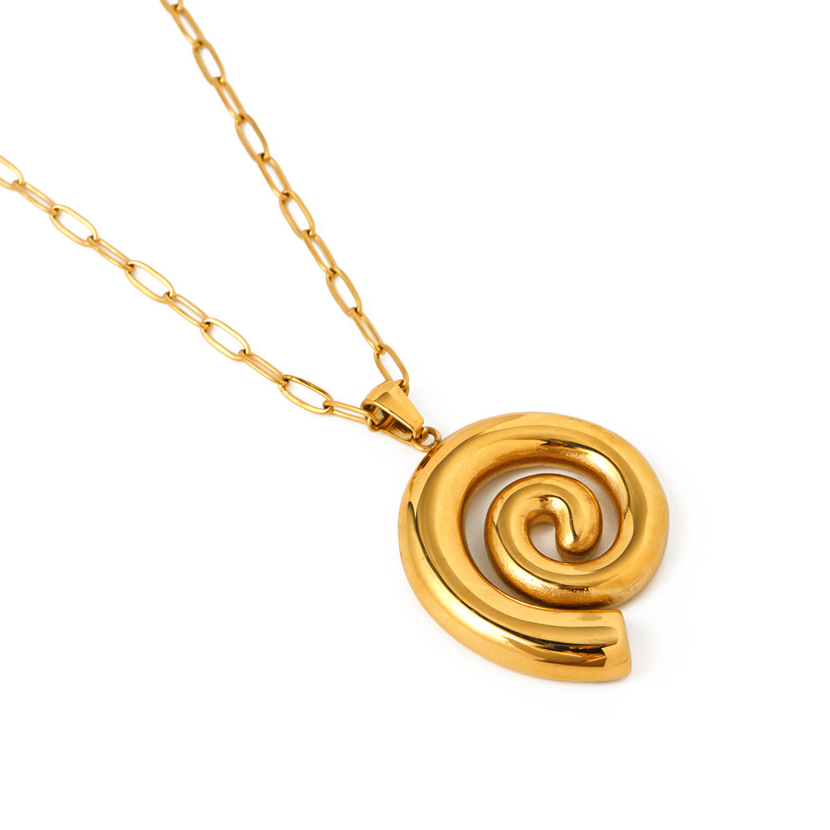5pcs 18K Gold Stainless Steel Thread Loop Pendant Necklace With Spiral Cleanfit Necklace