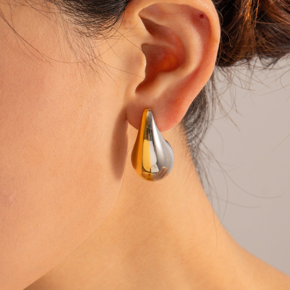 5pcs 18K Gold Stainless Steel Drop Matching Earrings Premium Simple Earrings