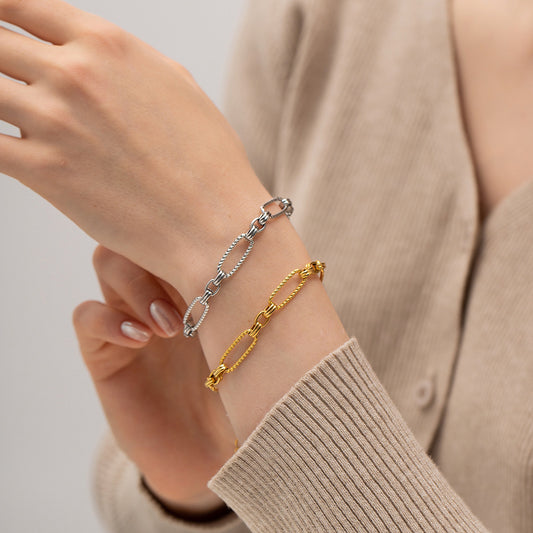 5pcs New Titanium Steel Bracelet 18K Long Hollow Woven Stainless Steel Bracelet Does Not Fade Jewelry