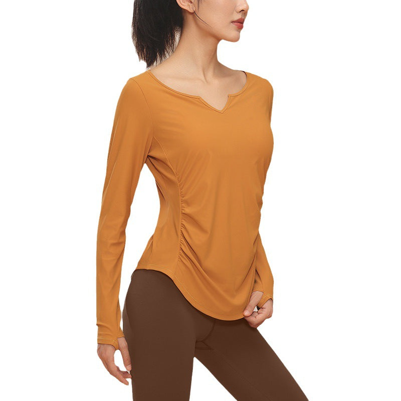 Nylon Yoga Wear Women's Quick-Drying Fitness Wear Sports Top Pilates Training Wear Long-Sleeved Clothes Running Smock Autumn