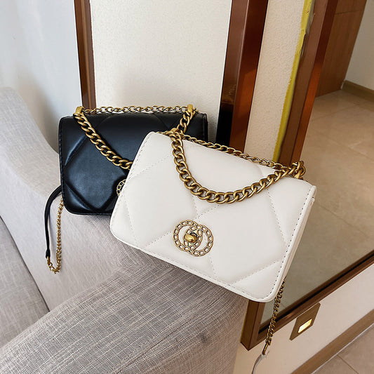 Women's Bag Autumn And Winter New Trend Line Crossbody Bag Casual Fashion Diamond Lattice Pu Soft Shoulder Bag