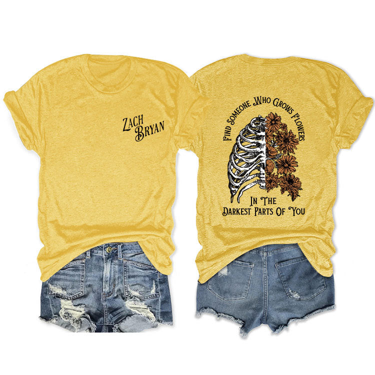 Fashion Casual Find Someone Who Grows Fun Crew Neck Summer Short Sleeves