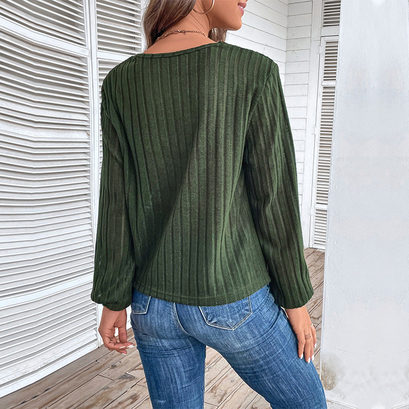 Autumn New Women's Long Sleeve Solid Color V-Neck Knitwear Women