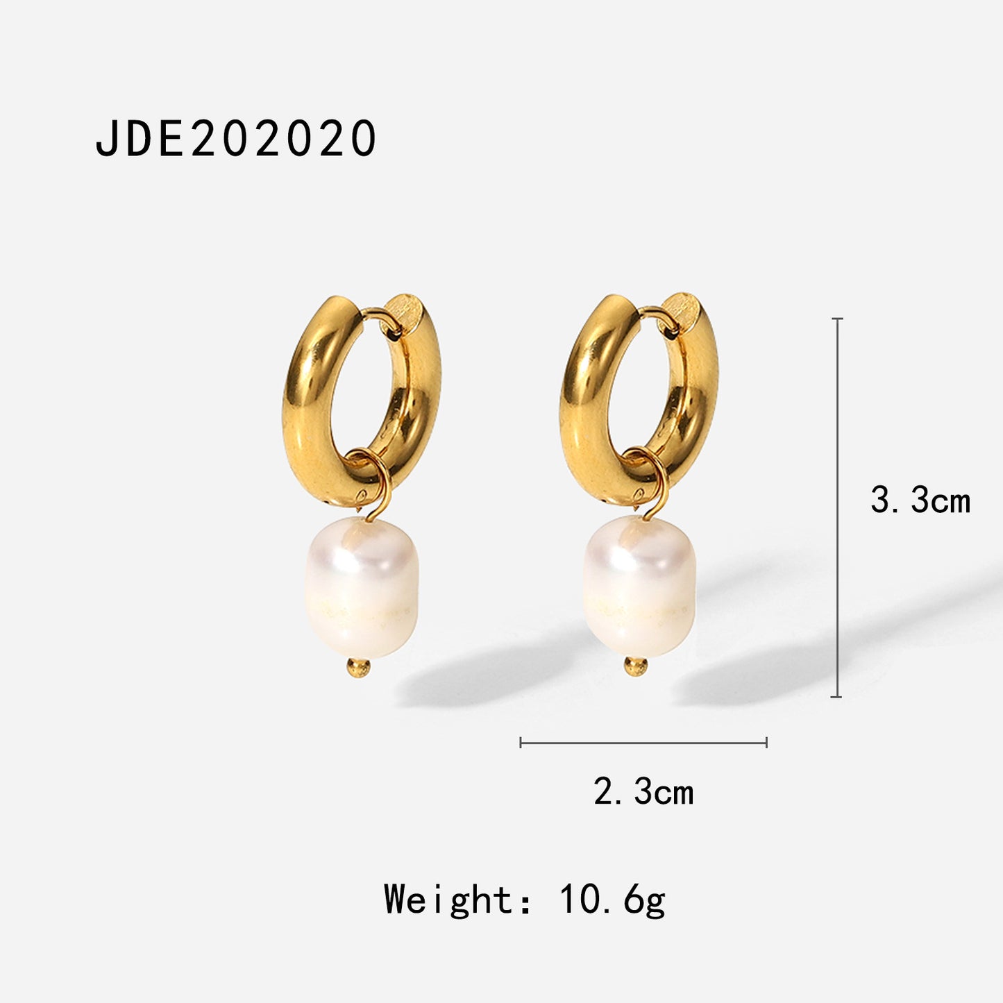 5pcs Stylish Simple Style 18K Gold Stainless Steel Earrings Natural Light Pearl Pendant Earrings For Women