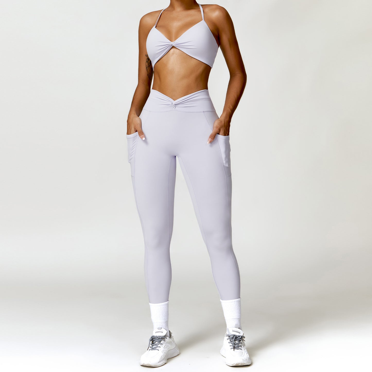 Naked Tight Yoga Set Quick Dry Back Fitness Wear Outdoor Running Sports Set Female