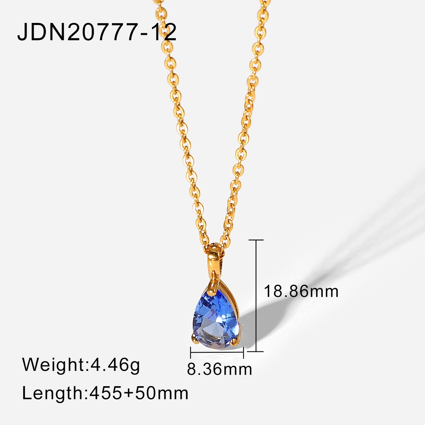 5pcs New Necklace 18K Gold Plated December Zircon Stainless Steel Pendant Necklace