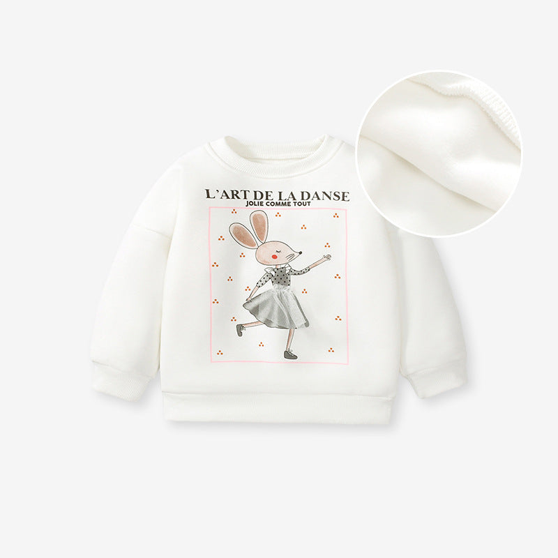 Autumn And Winter Long-Sleeved Girls' Hoodie Printed Pure Cotton Top Fleece Children's Hoodie