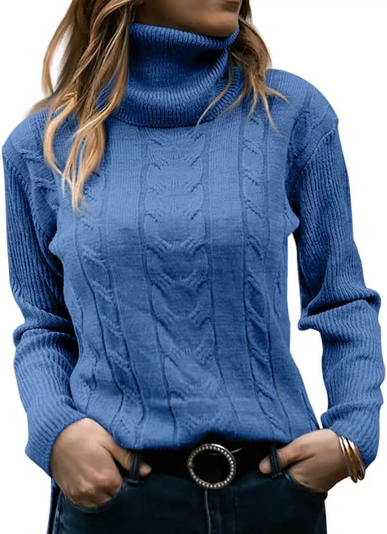 New Autumn And Winter New Solid Color Turtleneck Sweater Retro Long-Sleeved Sweater For Women