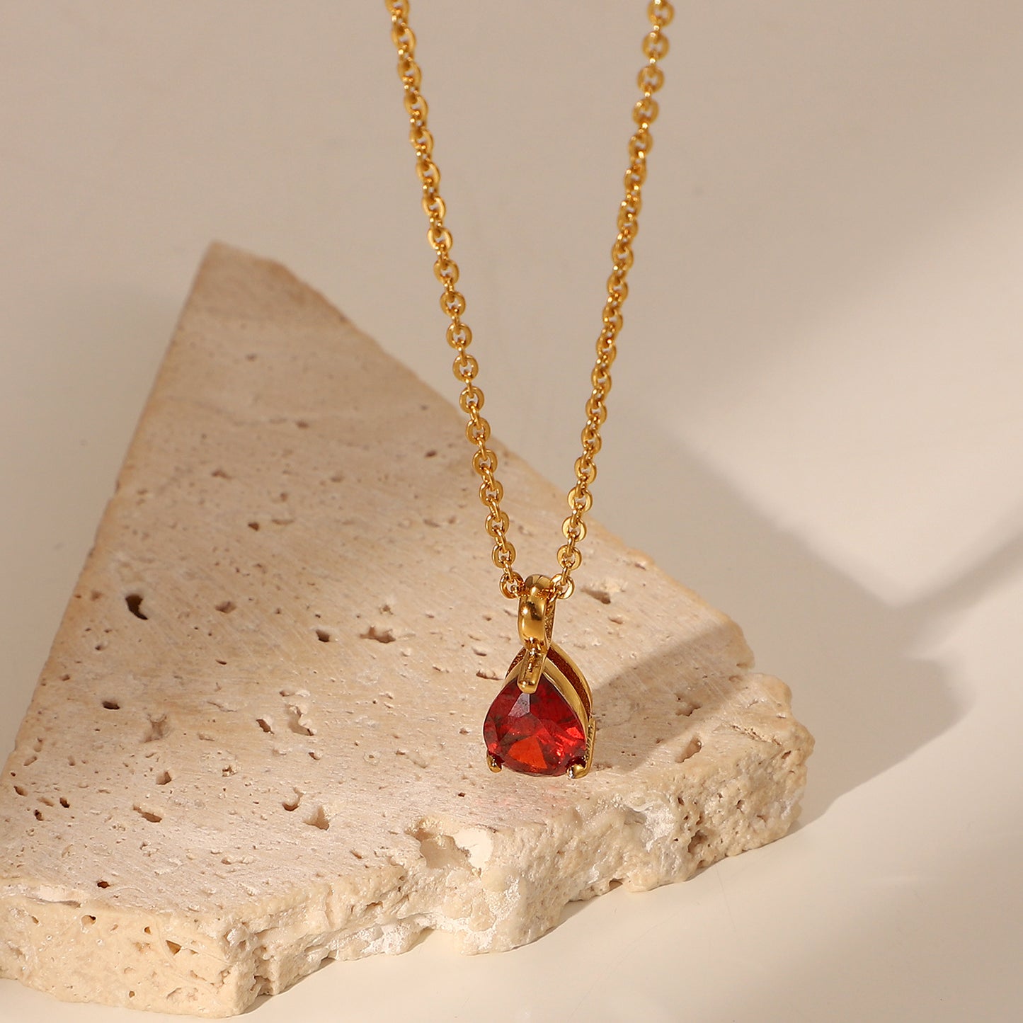 5pcs New Necklace 18K Gold Plated December Zircon Stainless Steel Pendant Necklace