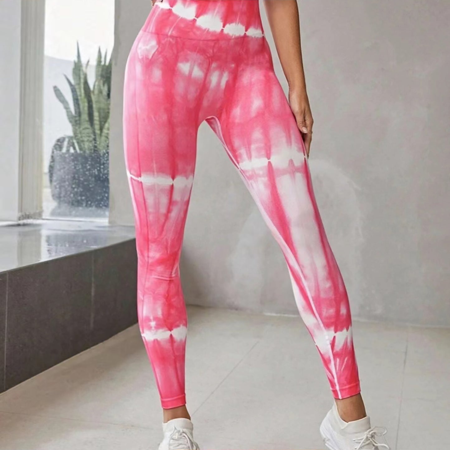 Tight Peach Hip Lift Pants Tied With Floating Yoga High Waist Waist Compression Fitness Pants Seamless Tie-Dye Sports Tights Women