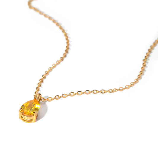 5pcs New Necklace 18K Gold Plated November Gold Zircon Drop Pendant Necklace