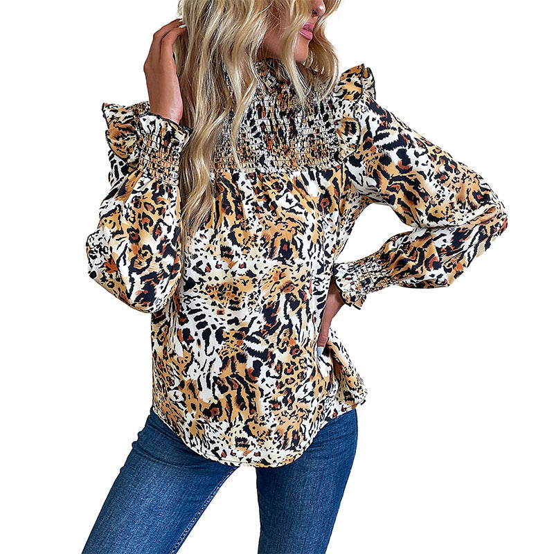 New Autumn And Winter New Fashion Women Leopard Print Long-Sleeved Shirt