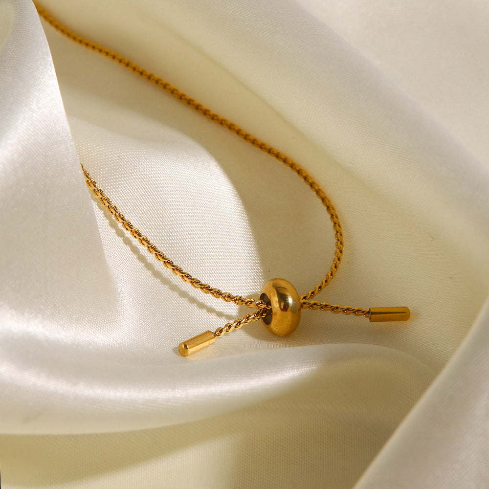 5pcs Vintage Style Niche Titanium Steel 18K Gold Fashion High-Grade Heart Pull Button Bracelet Does Not Fade Bracelet