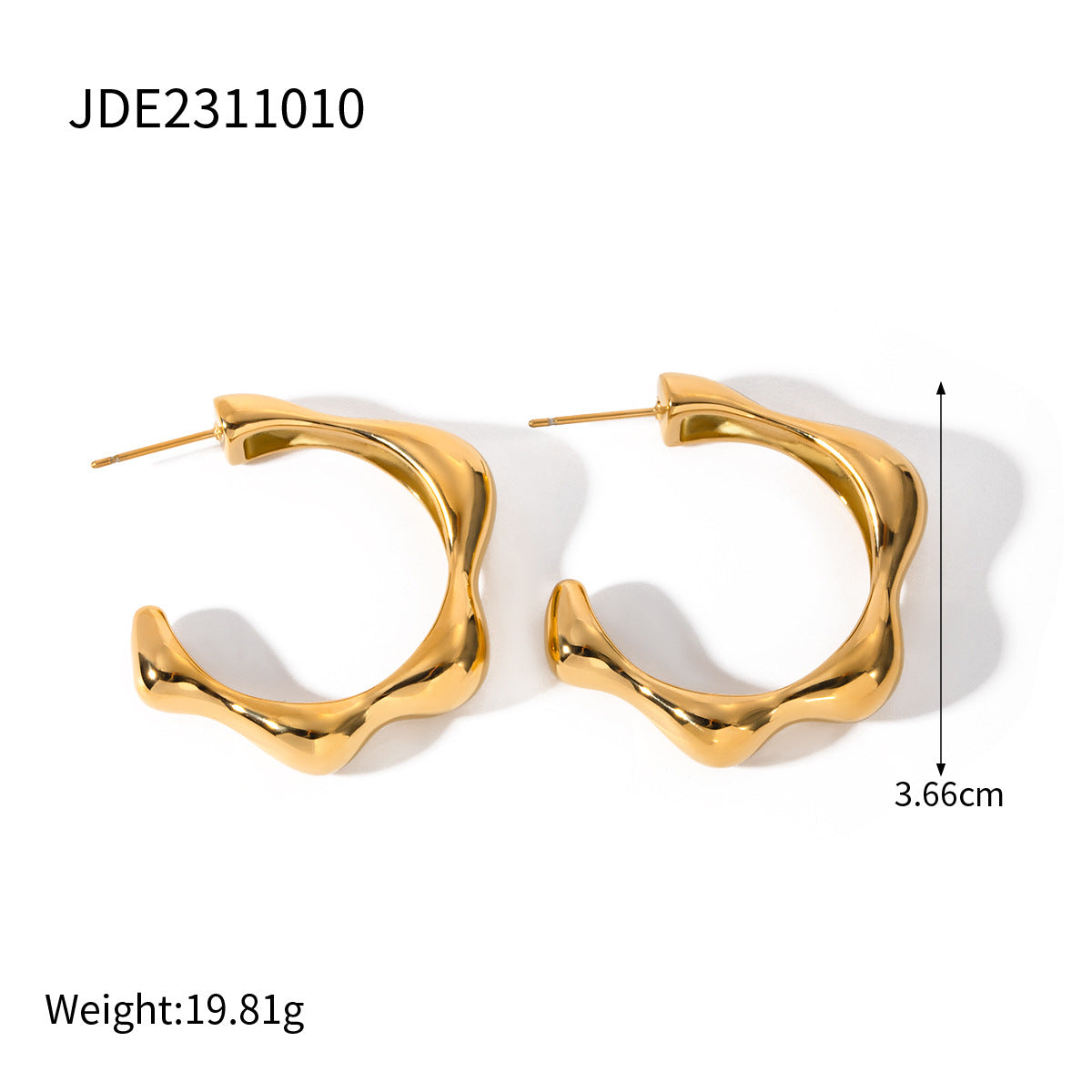 5pcs Fashion Popular 18K Gold Stainless Steel Triangle Petal C Shaped Earrings Pendant Earrings Jewelry