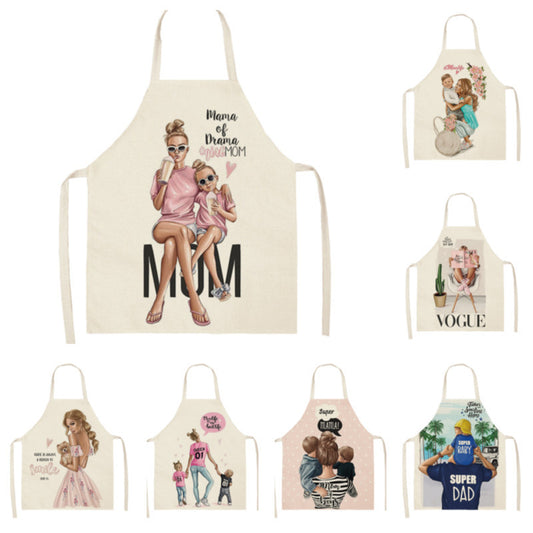 New Apron Mother's Day Parent-Child Apron Home Anti-Fouling Cotton Linen Sleeveless Overalls Customized By Enterprises