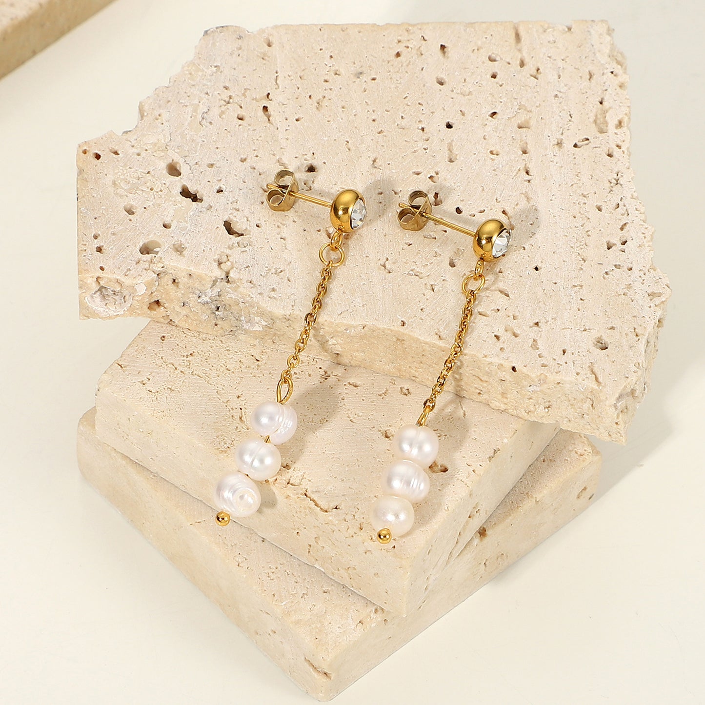 5pcs Stainless Steel 14K Gold Plated Earrings Pendant Jewelry Anti Long Chain Earrings For Women