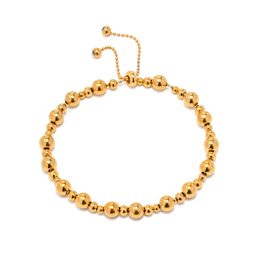 5pcs Designed 18K Gold Stainless Steel Collection Round Ball Pull Bracelet Jewelry Does Not Fade The Tide Jewelry