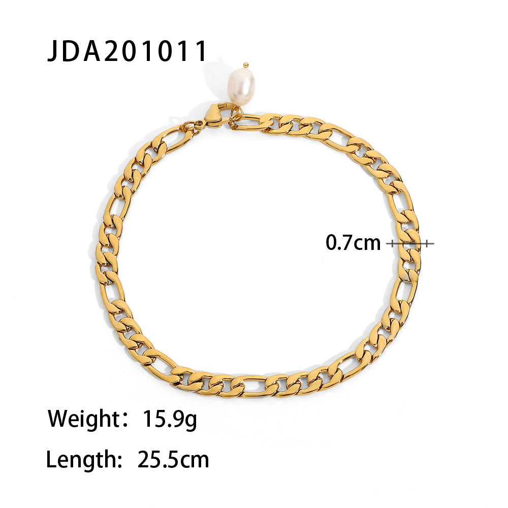 5pcs Vintage 18K Gold Cross Fine Anklet Women's Fashion Stainless Steel Anklet Jewelry