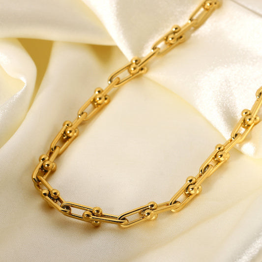 5pcs New Fashion 18K Gold Plated Stainless Steel Jewelry Handmade Chain Necklace Geometric Popular Necklace For Women