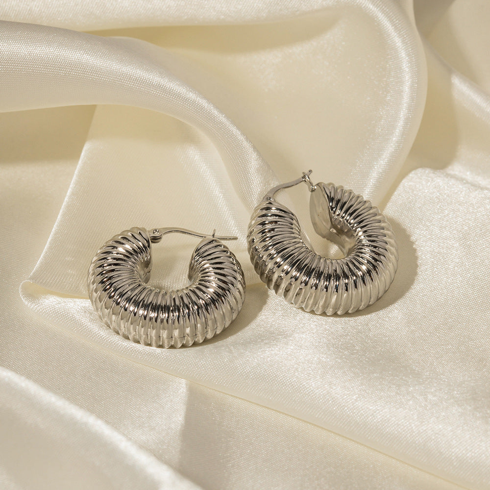 5pcs 18K Vacuum Electroplated Stainless Steel C-Shaped Earrings Niche High-Grade Earrings For Women Jewelry