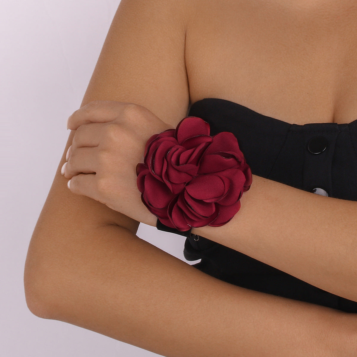 Fashion Geometric Choker Bracelet Elegant Romantic Temperament Rose Flocking Cloth Necklace Bracelet