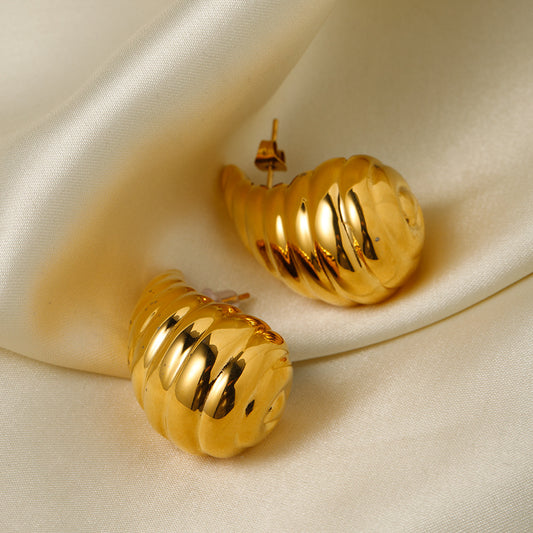 5pcs New 18K Gold Stainless Steel Rotary Thread Drop Earrings Jewelry Fashion Personality Ladies