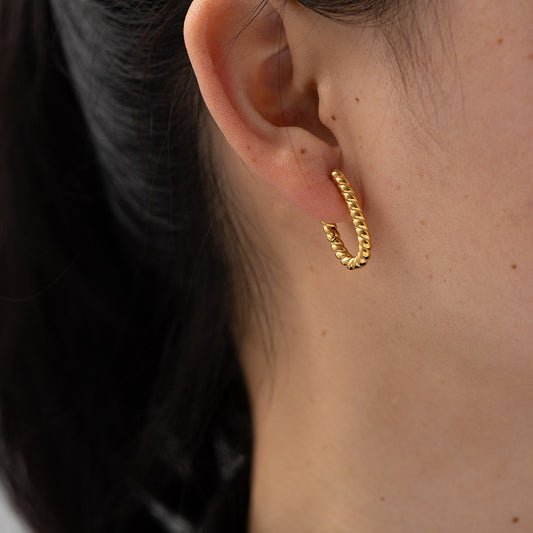 5pcs 18K Gold Stainless Steel Symmetrical Woven Earrings Do Not Fade Niche Design All-Matching Earrings