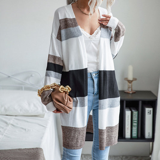 Fashion Women's Thin Long-Sleeved Color Sweater Cardigan Outside To Wear