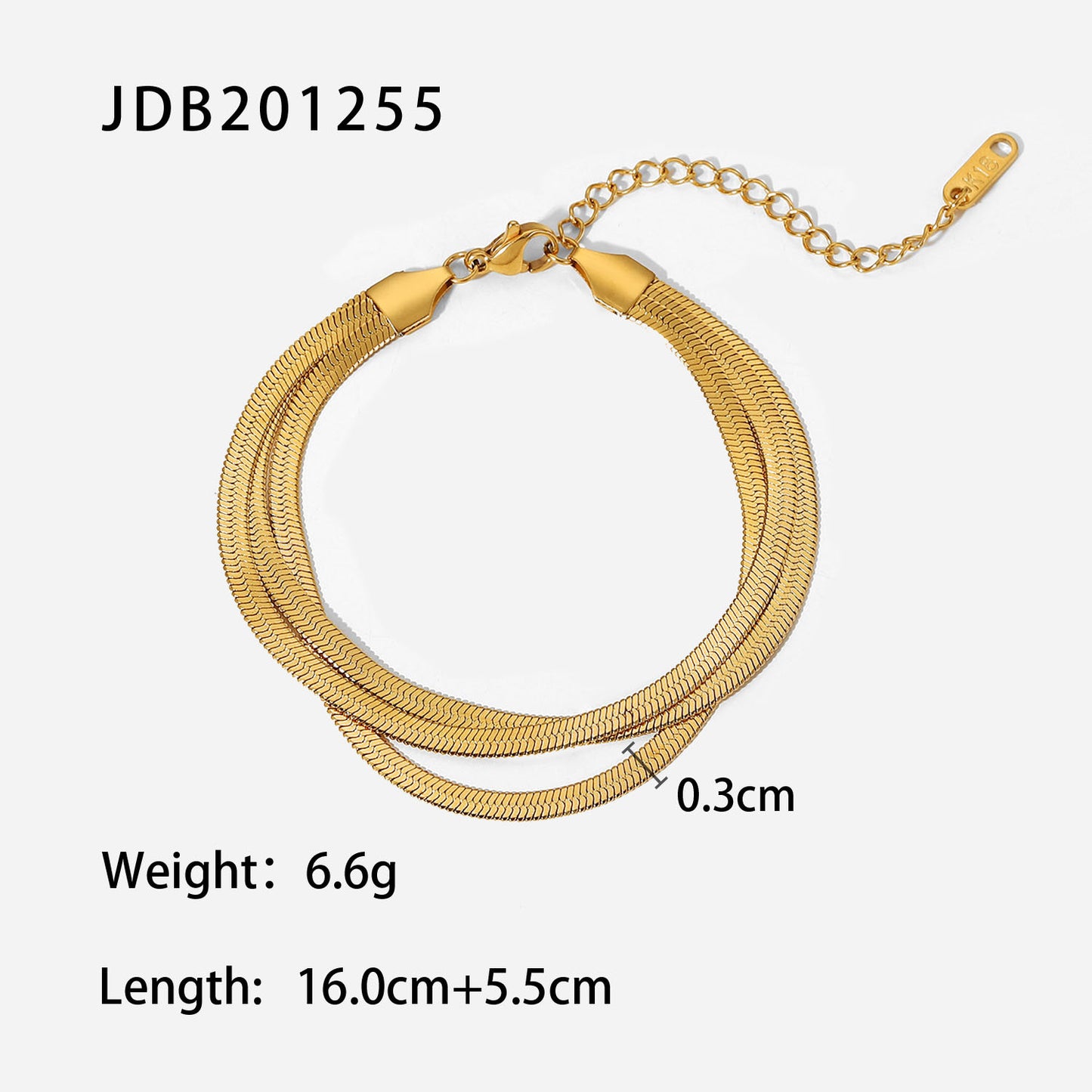 5pcs Three Layers Delicate Flat Snake Chain Wrist Jewelry 18K Gold Plated Stackable Stainless Steel Bone Chain Bracelet For Women Jewelry