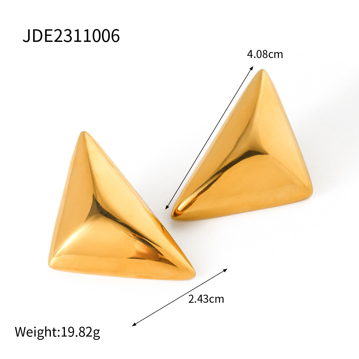 5pcs Titanium Steel 18K Gold Stainless Steel Corrugated Small Earrings Earrings Stud New Stylish Design Earrings