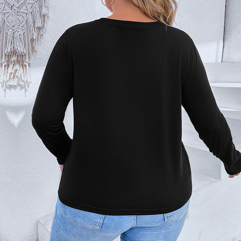 Autumn New Plus-Size Women's Christmas Long-Sleeved T-Shirt Woman