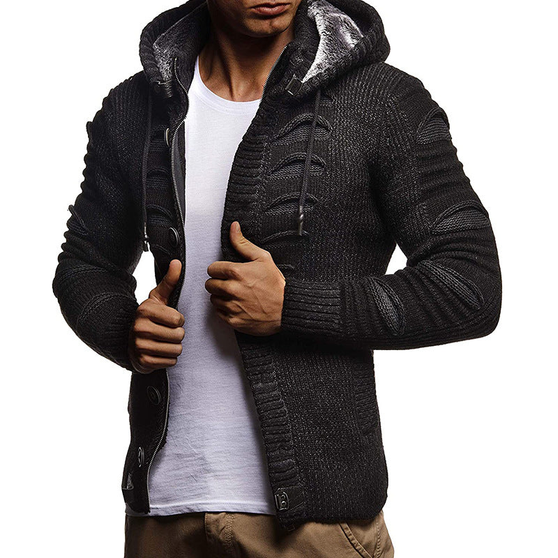 Autumn And Winter Sweater Cardigan Men Hooded Knit Cardigan Coat Men's Wear